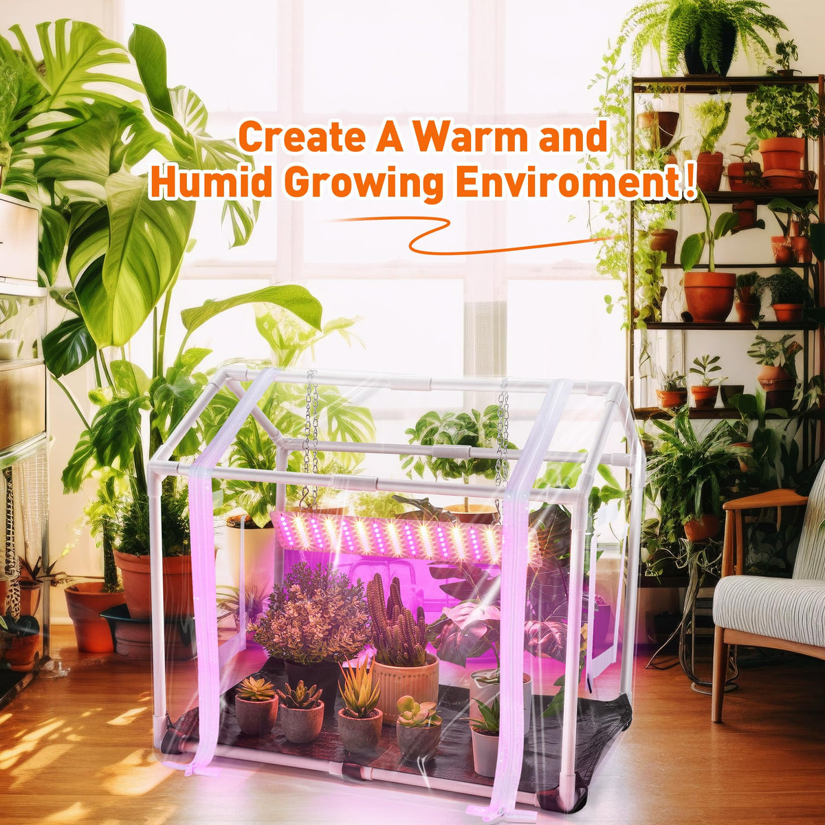 Meonum mini greenhouse side vents promote airflow for healthier plants.