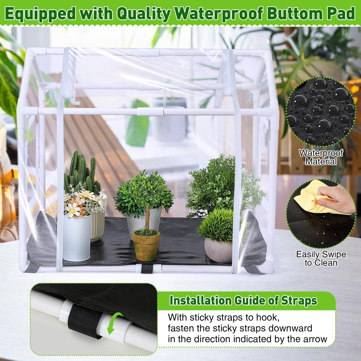 Meonum Mini Greenhouse zipper entrance enables easy access for daily plant care.