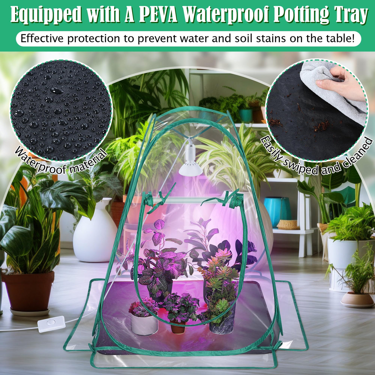 Meonum transparent PVC cover lets you monitor plant progress clearly.