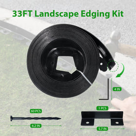 Meoslss flexible garden edging enables straight or curved bed outlines