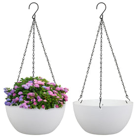 Meowell 10-inch hanging planter with drainage holes for healthy water management.