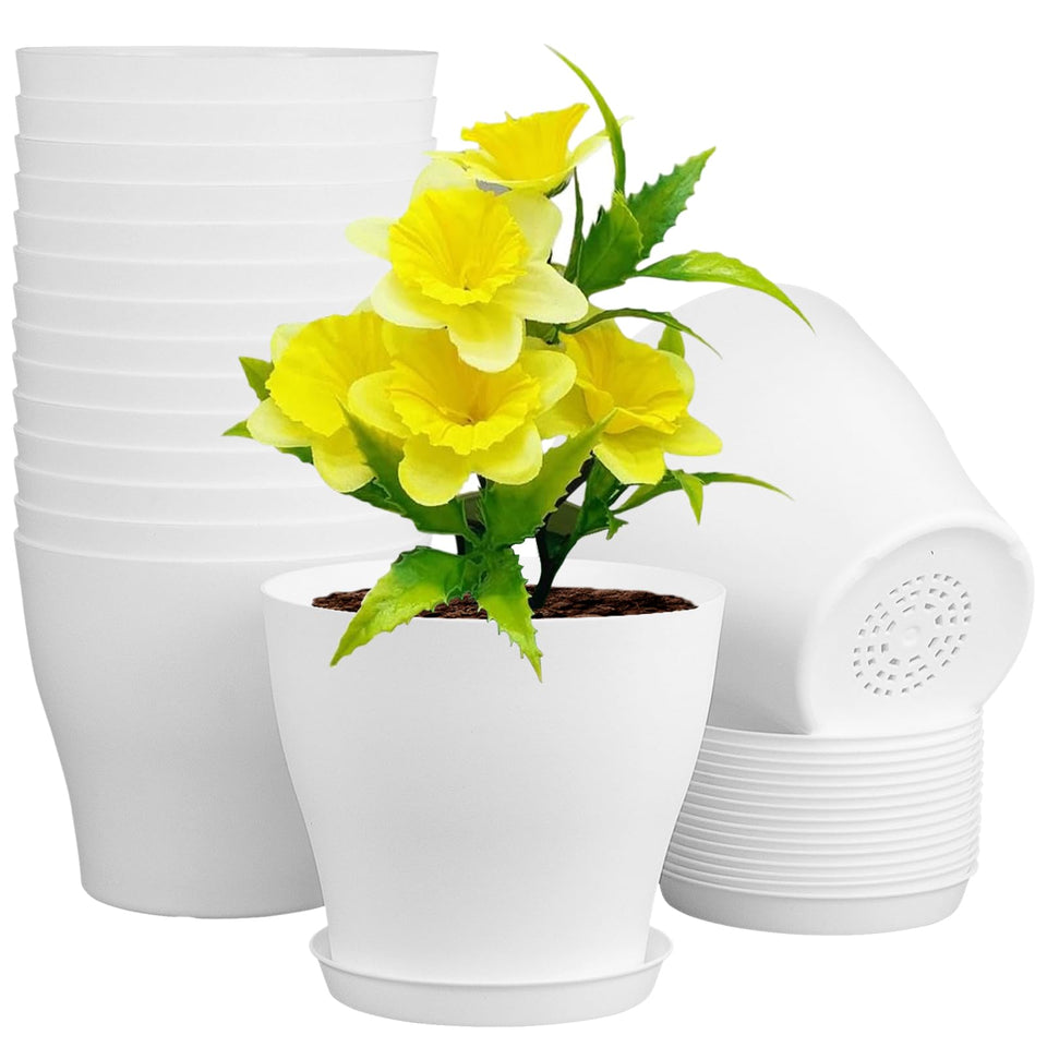 Meowell 6-inch plastic nursery pot, sturdy and light for seedlings.