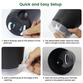 Meowell black plastic pot blends durability with lightweight rearrangement.
