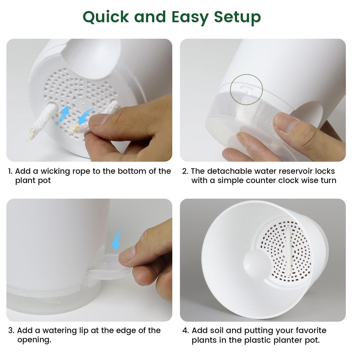 Transparent reservoir in Meowell pot enables quick water checks