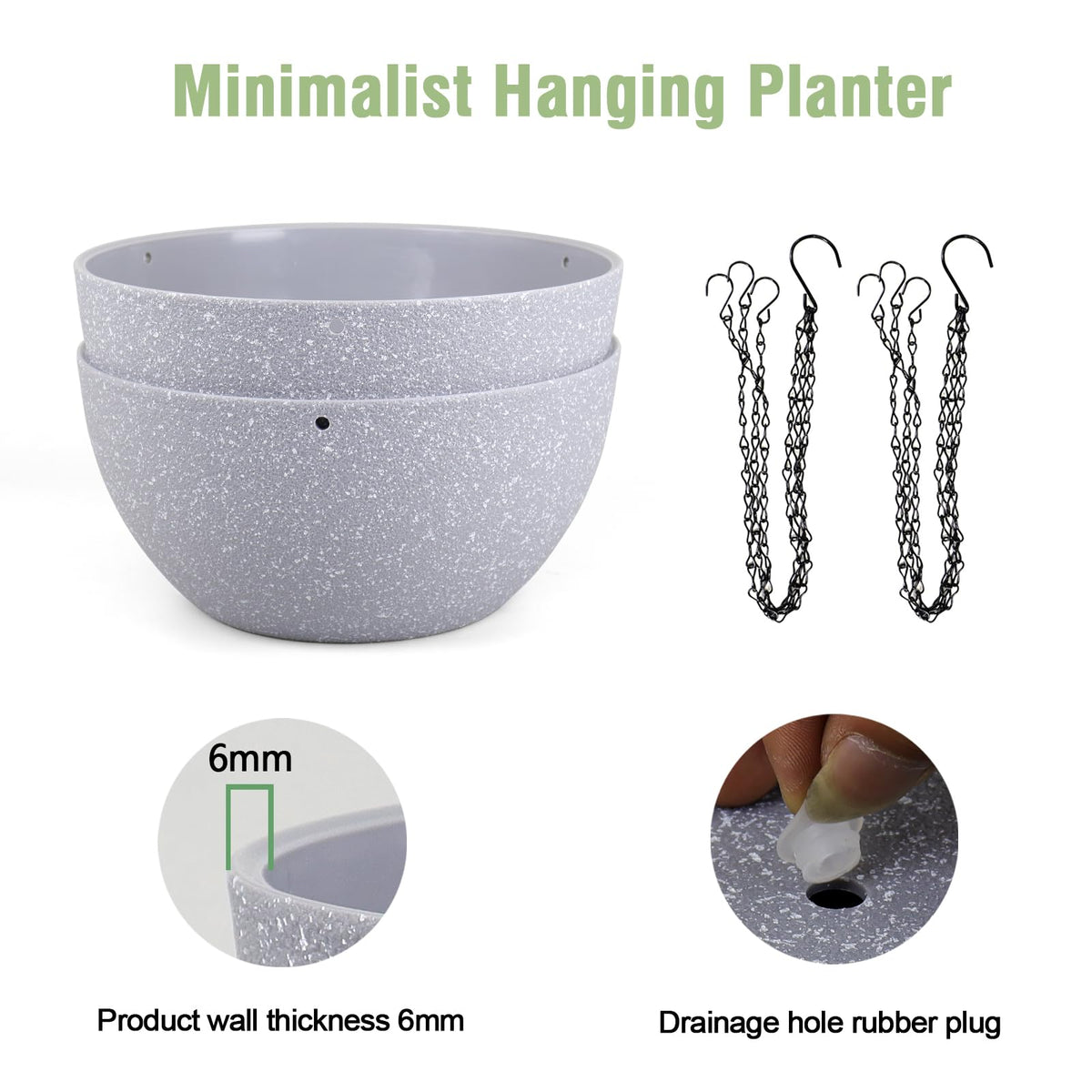 Meowell hanging planters with chains and easy assembly for vertical displays.