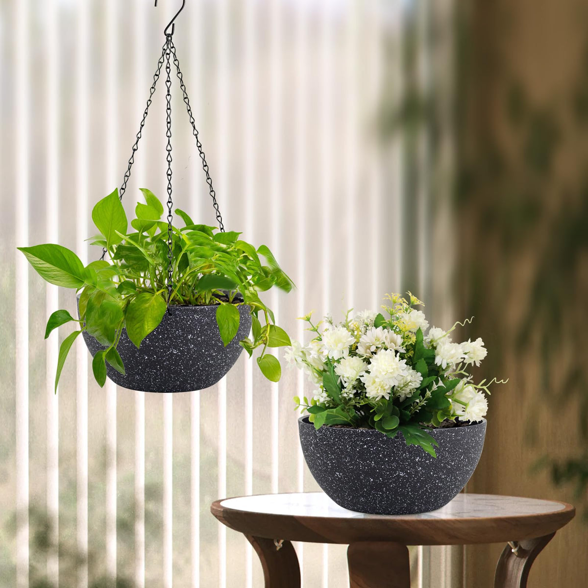Meowell indoor-outdoor plant pot on balcony or window
