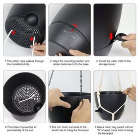 Meowell planter shows removable tray water reservoir for easy watering.
