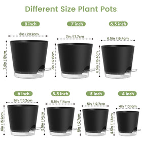 Meowell self-watering pot set with varied sizes for mixed plant displays.