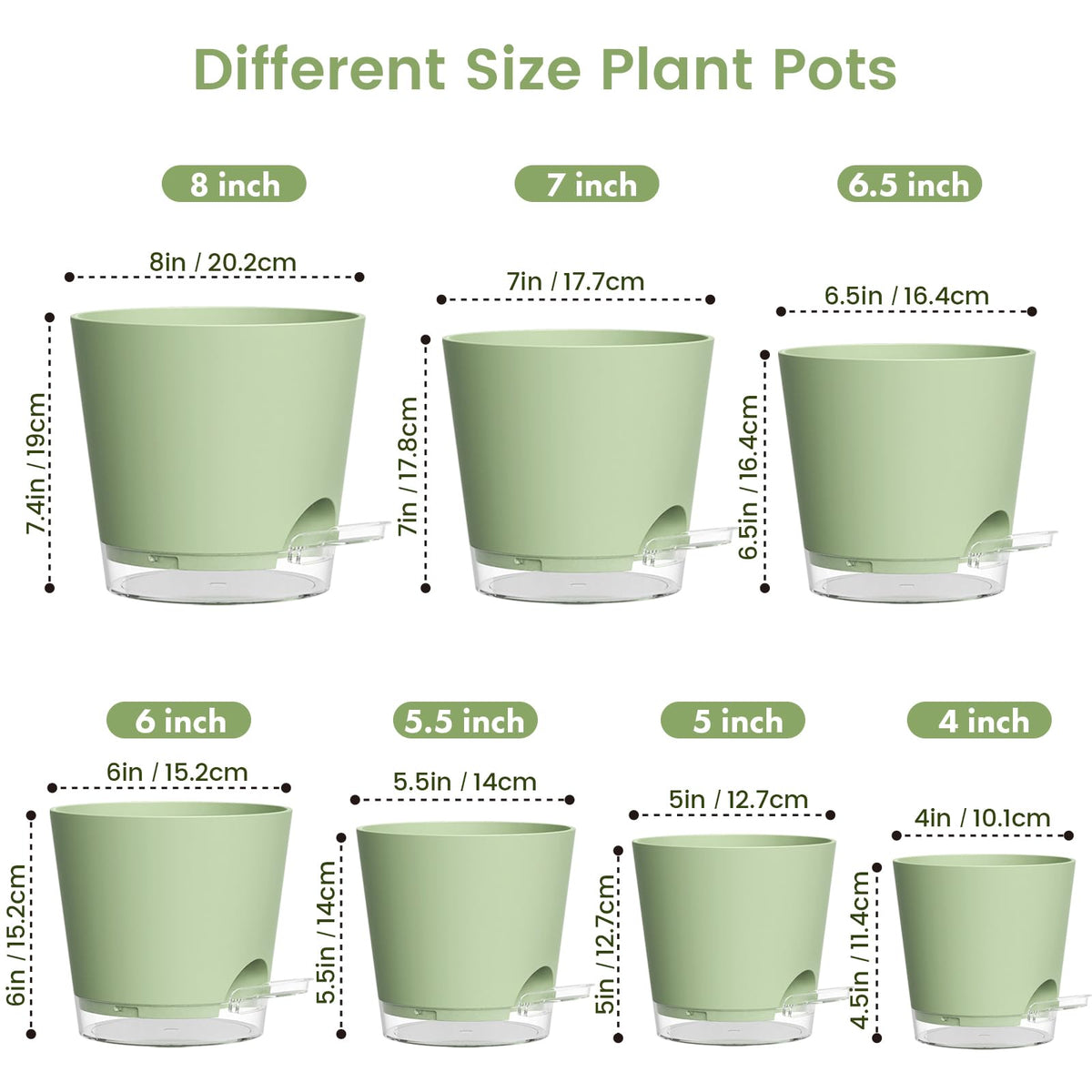 Meowell self-watering pot 7-inch with transparent saucer to track moisture