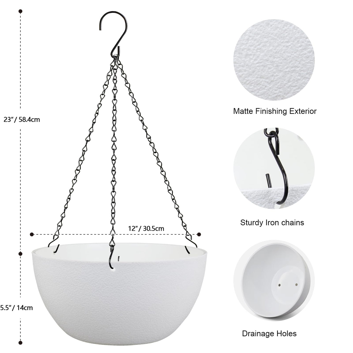 Meowell twelve-inch planter with removable plugs for adjustable drainage