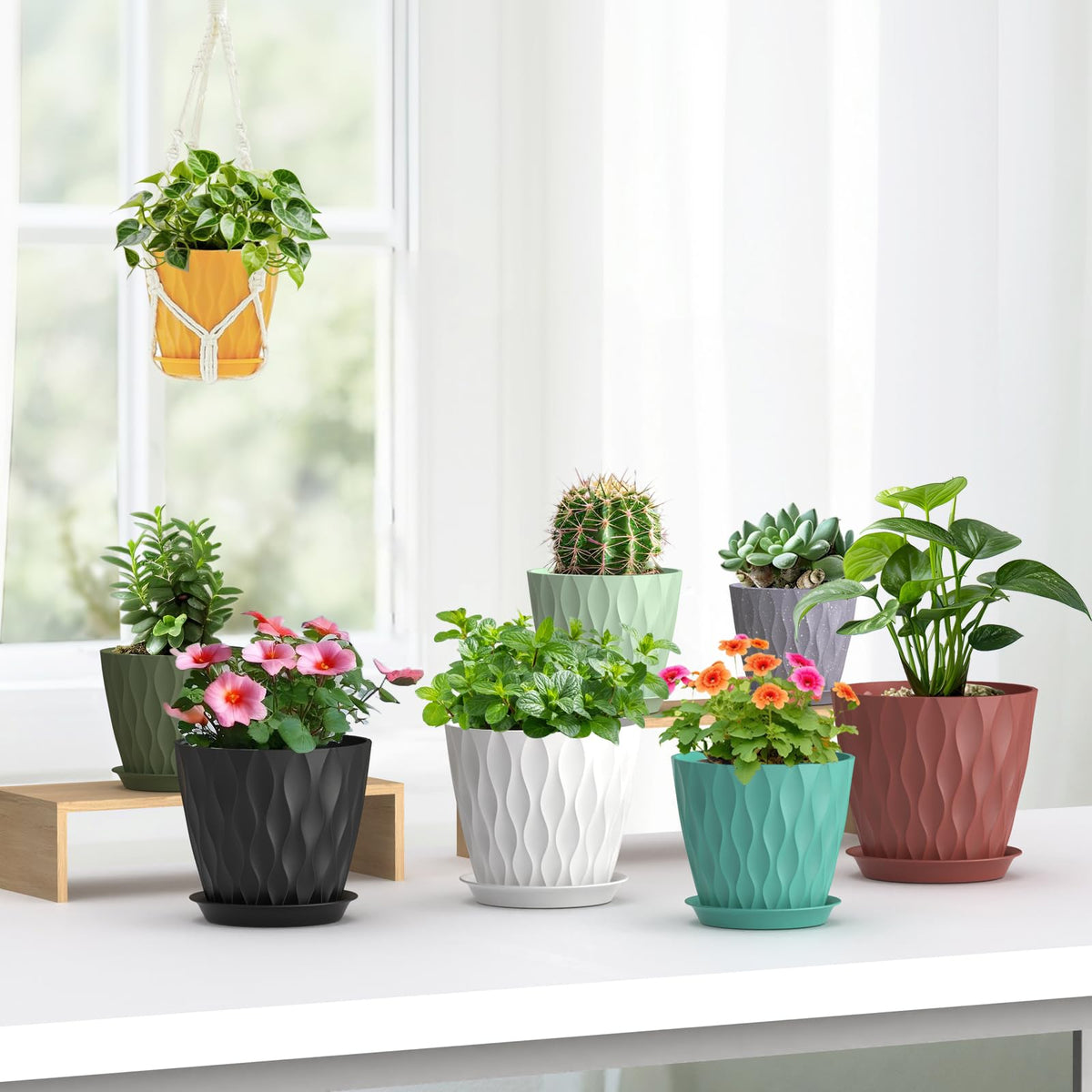 Meowell wave pot 5-5in fits small plants and desktop decor