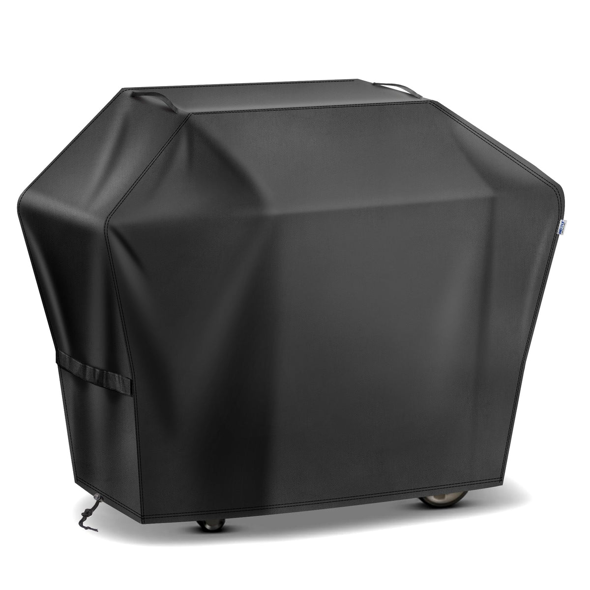 Mepple 65-Inch grill cover on a grill showing full weather protection for outdoor cooking
