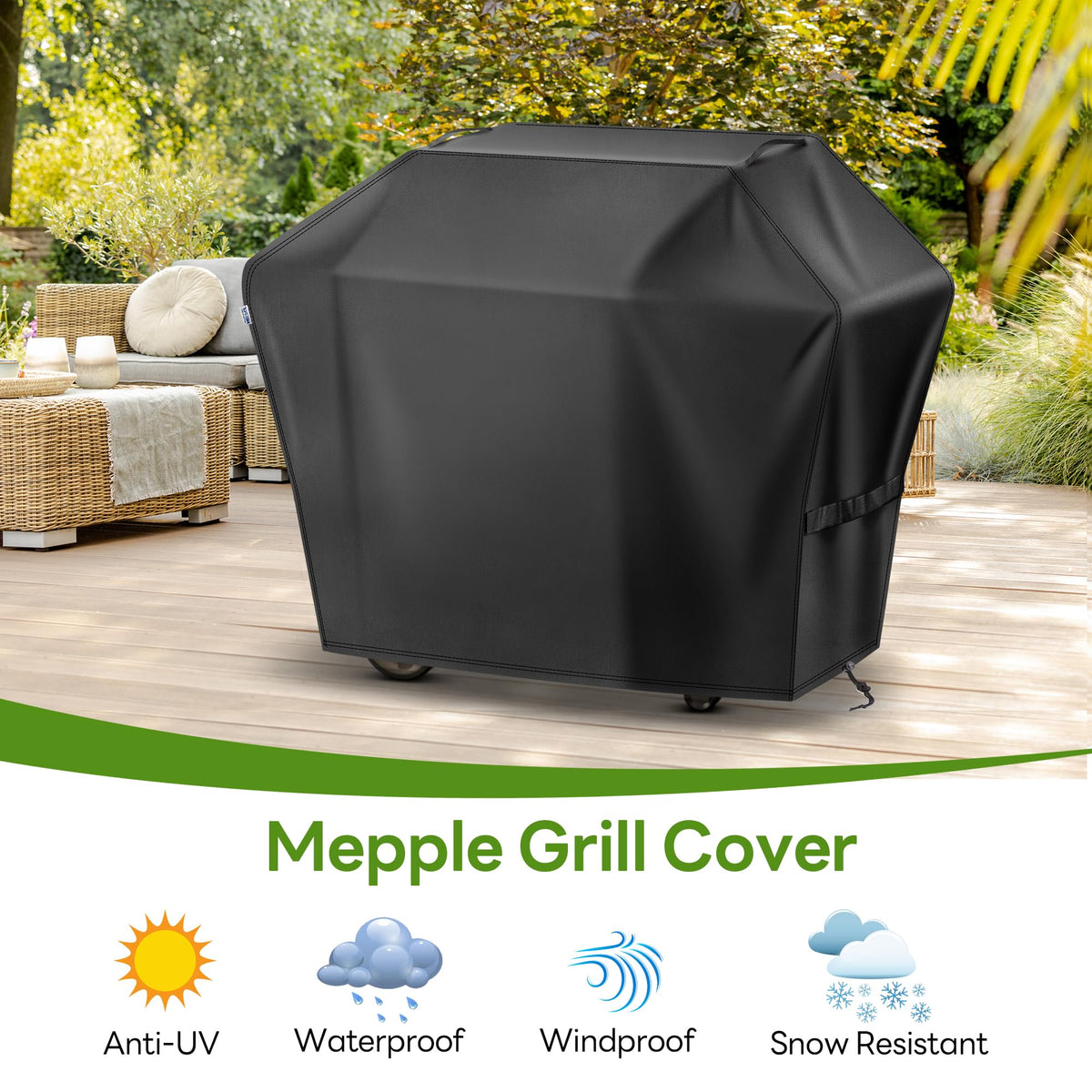Mepple grill cover easy to clean and stored in its built-in bag