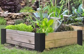 Meranti Home + Garden supports 2x12 planks for a durable raised bed frame.