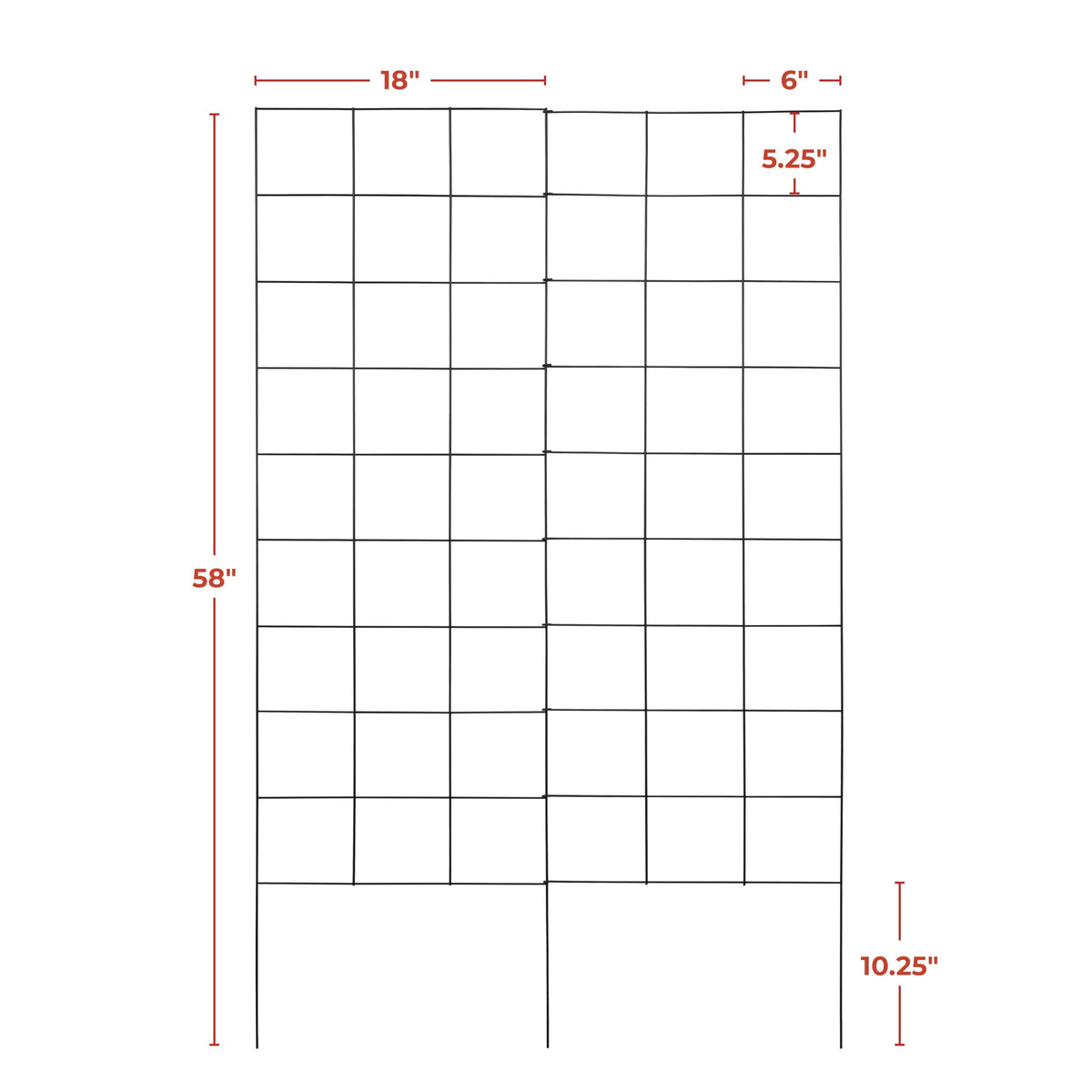 Meranti garden trellis grid detail shows 6-inch spacing