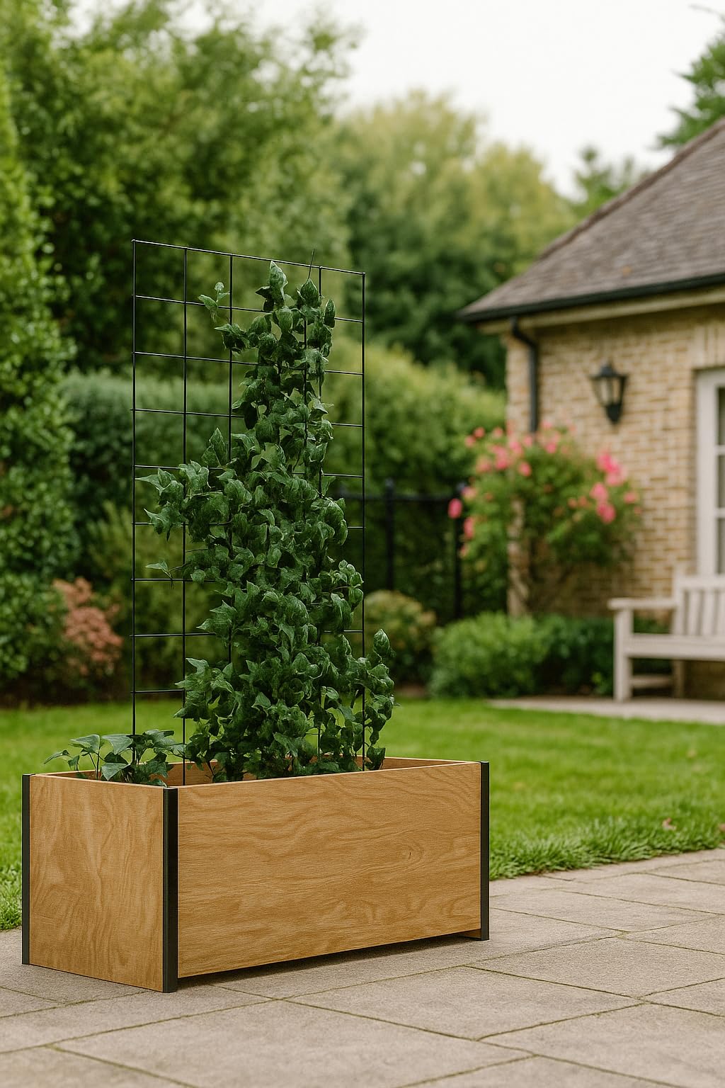 Meranti powder-coated steel trellis is weather-resistant for seasons