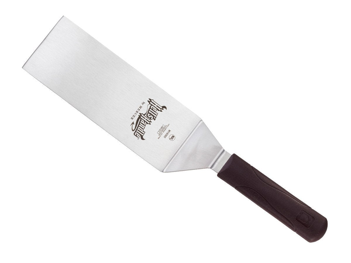 Mercer Culinary Hell's Handle square edge turner 8 inch with a precise blade for balanced flipping.