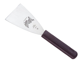 Mercer Culinary Hell's Handle scraper in use removing burnt-on grill residue