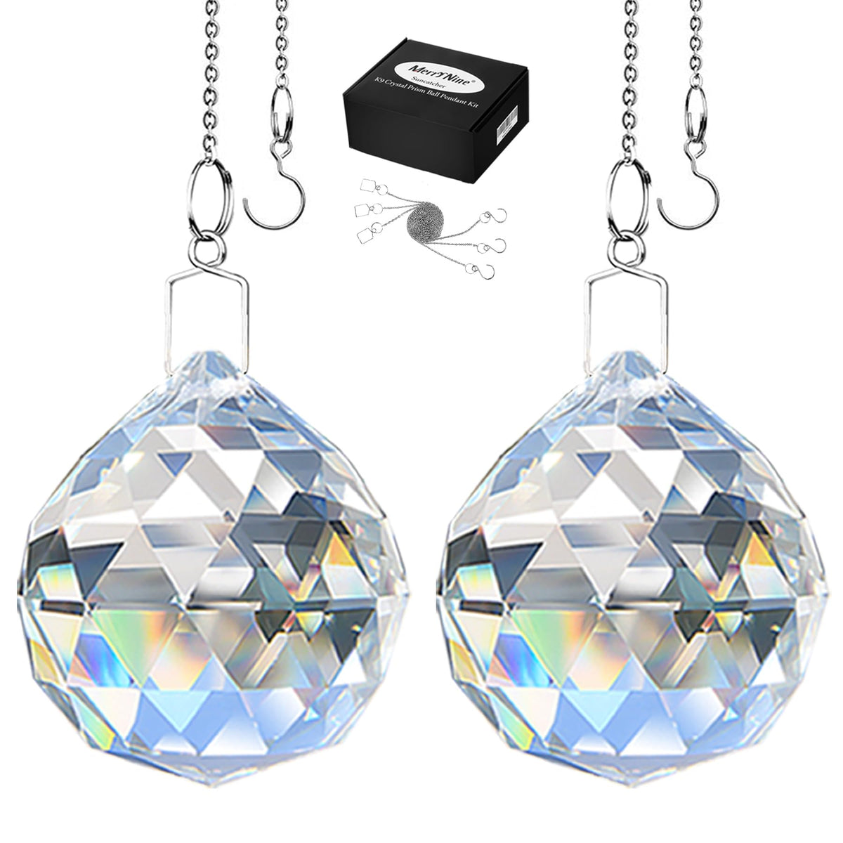 MerryNine crystal ball prism creates vivid rainbows in sunlight for windows