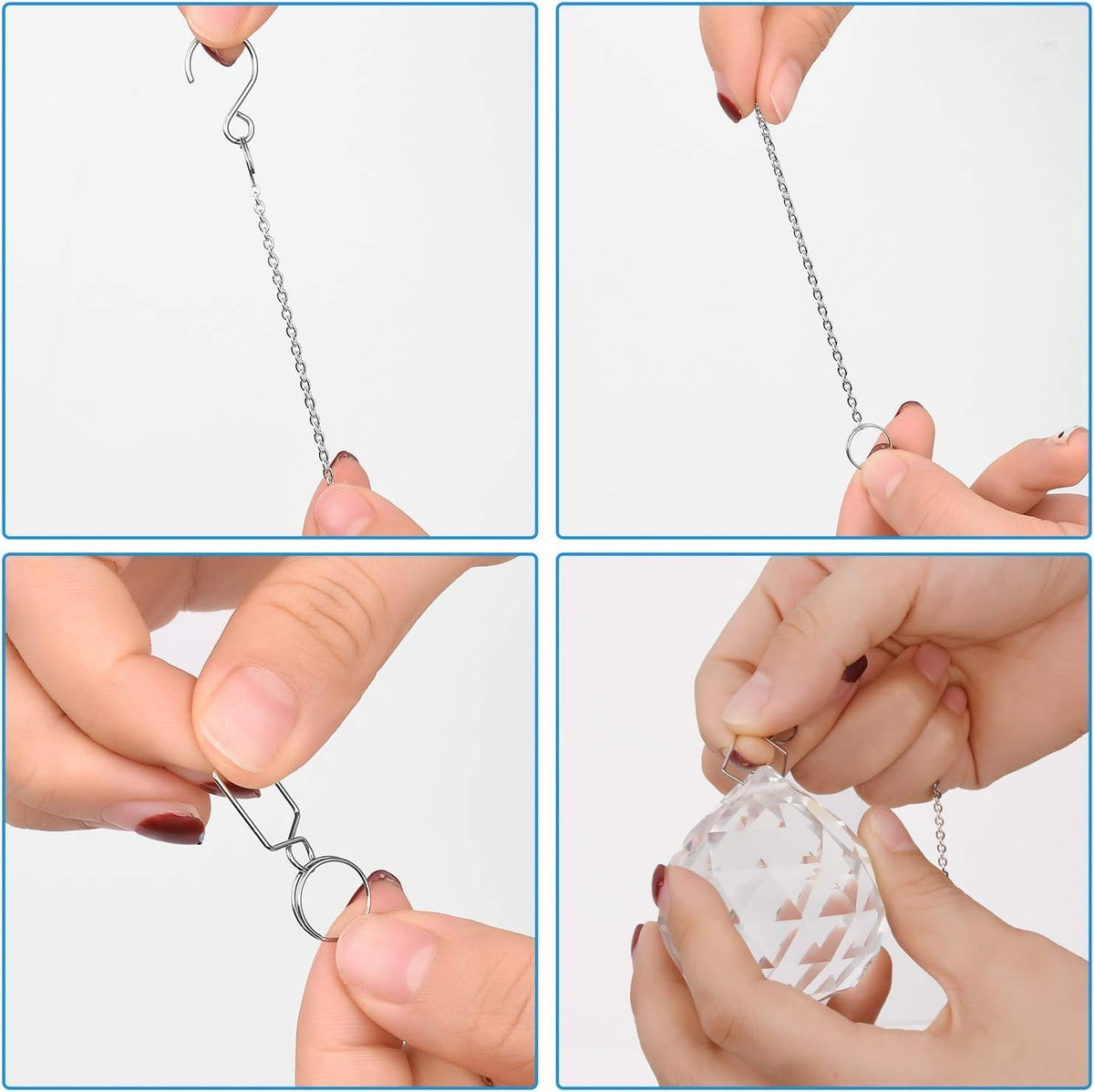 MerryNine crystal prism ball chain shows vivid reflections in sunlight