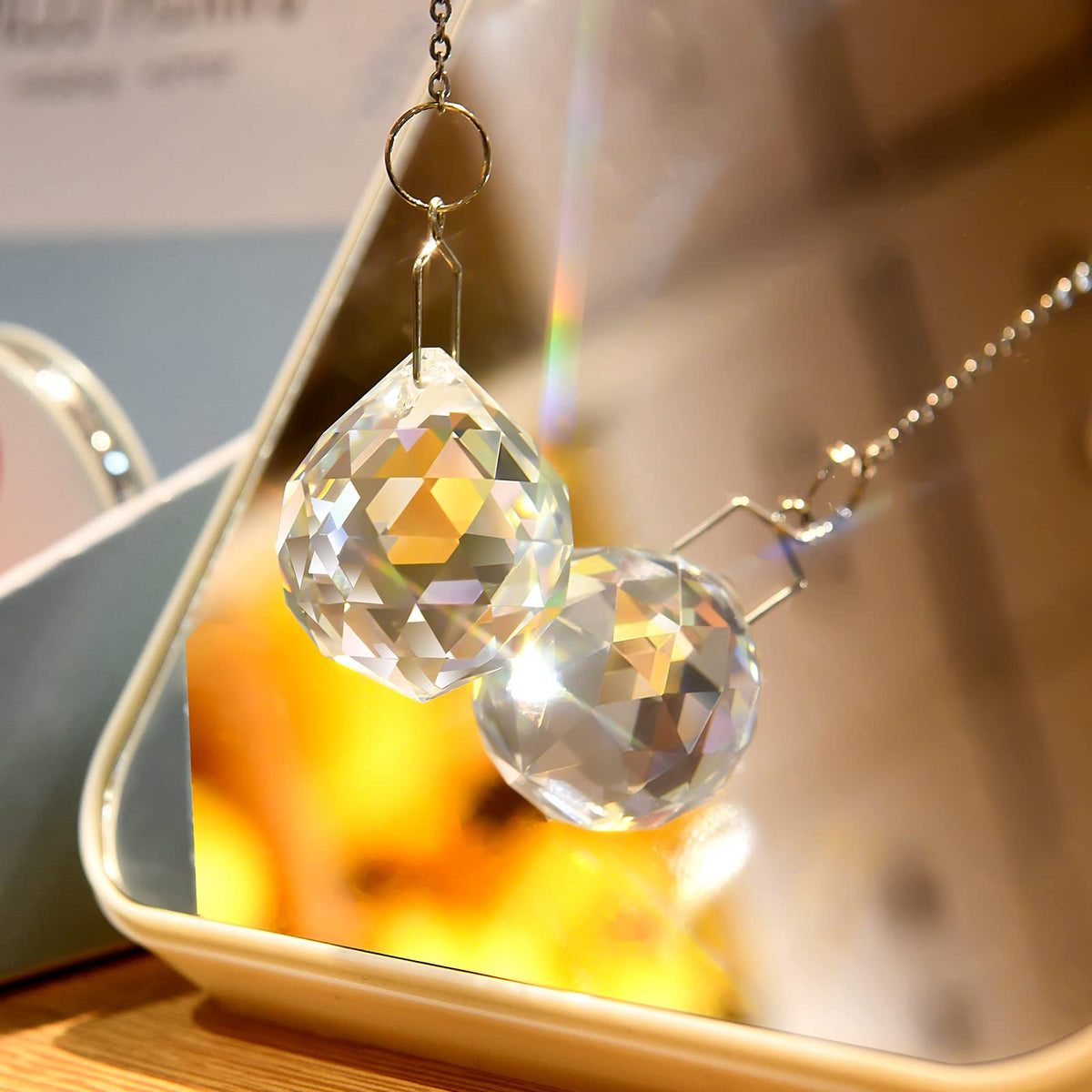 MerryNine prism with metal chain kit for easy DIY crystal accents