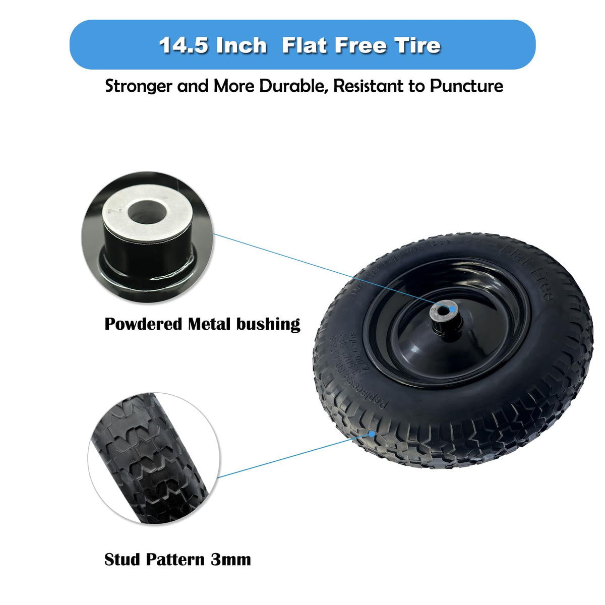 MerryYard 14-5x3-50-8 wheel diameter suited for universal tires