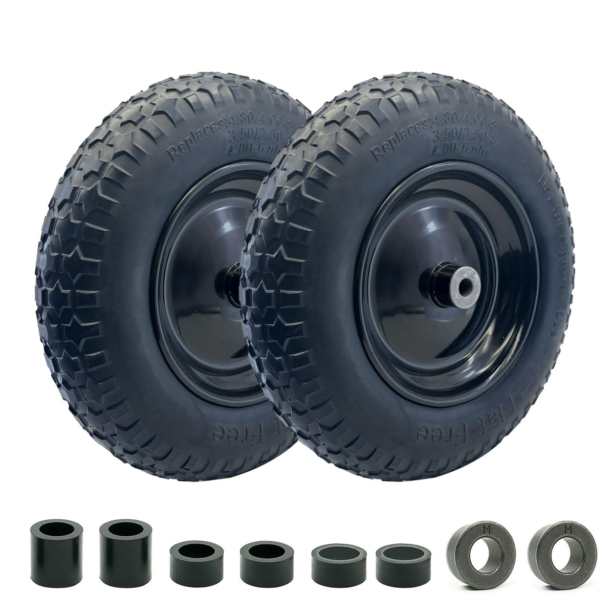 MerryYard 2Pack flat free wheels with profile for fast cart replacements