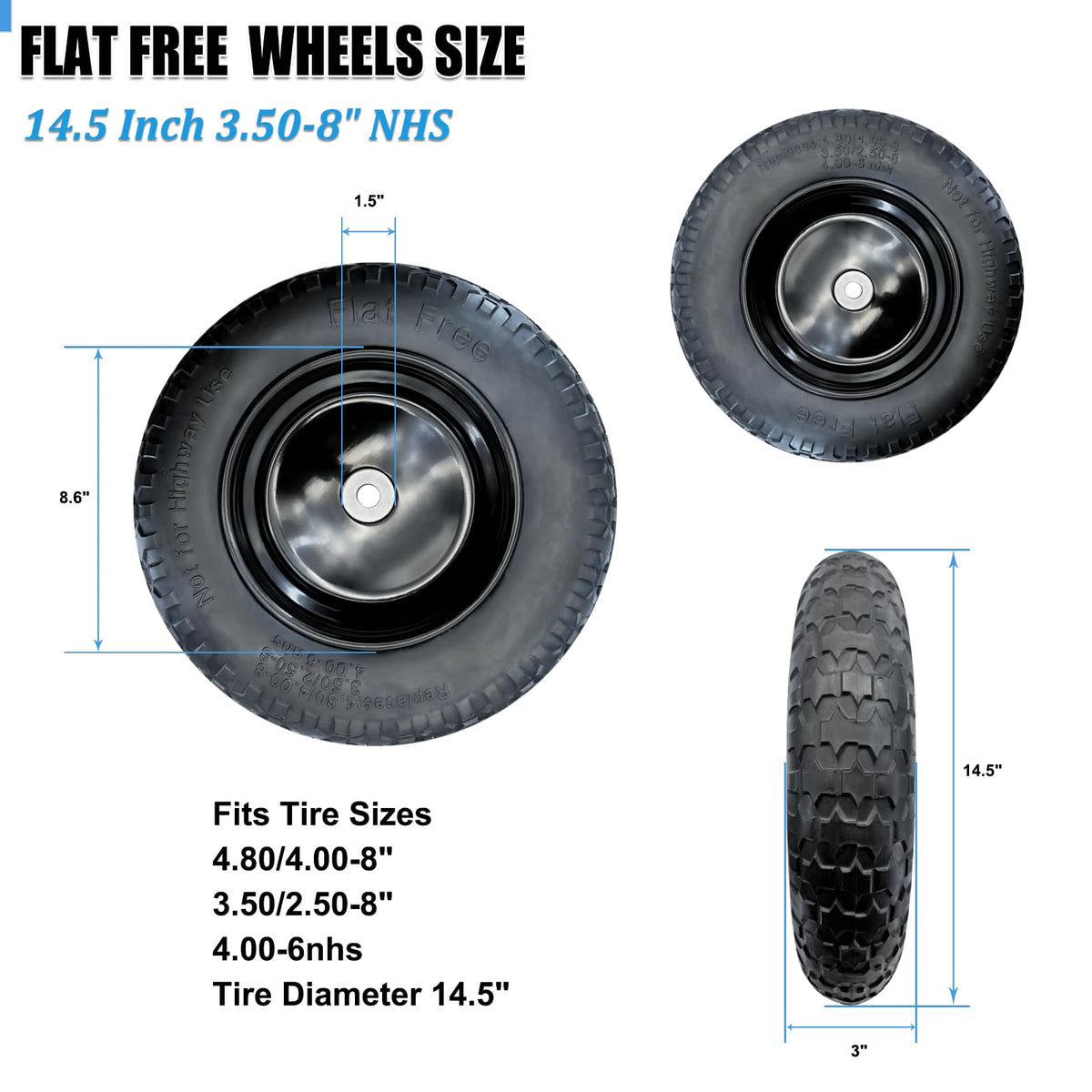 MerryYard flat free wheel with steel rim offers durable outdoor use