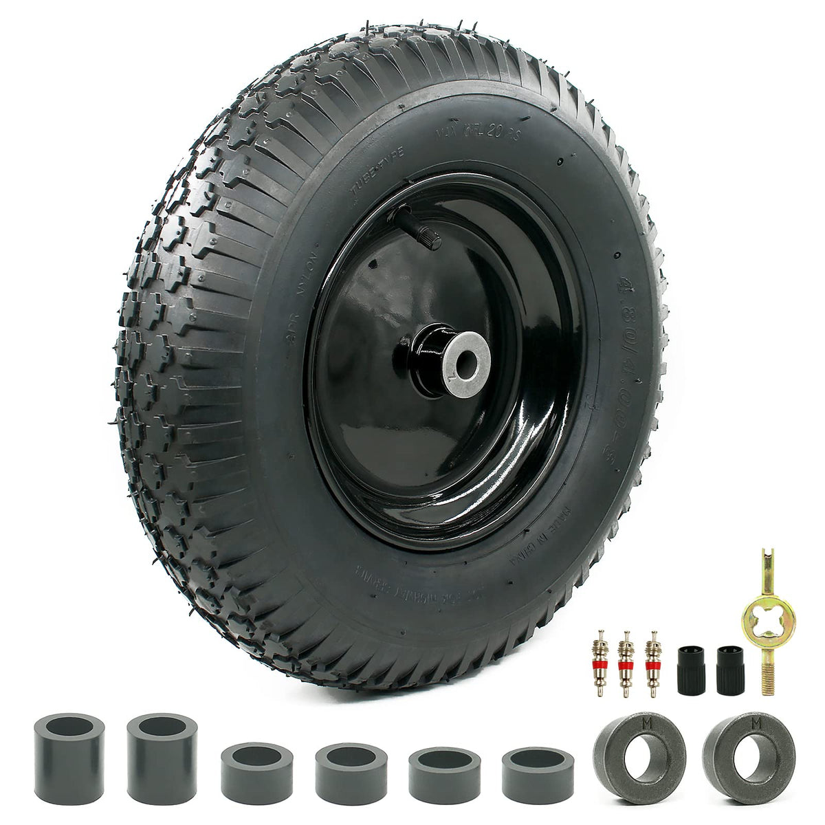 MerryYard universal wheel assembly with tubed tire for smooth garden cart operation