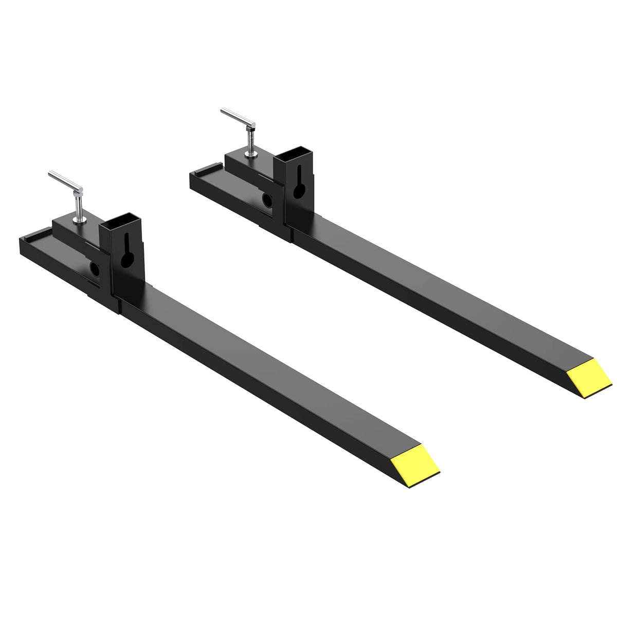 MERXENG 1500lbs clamp-on pallet forks front view highlighting sturdy heavy duty construction