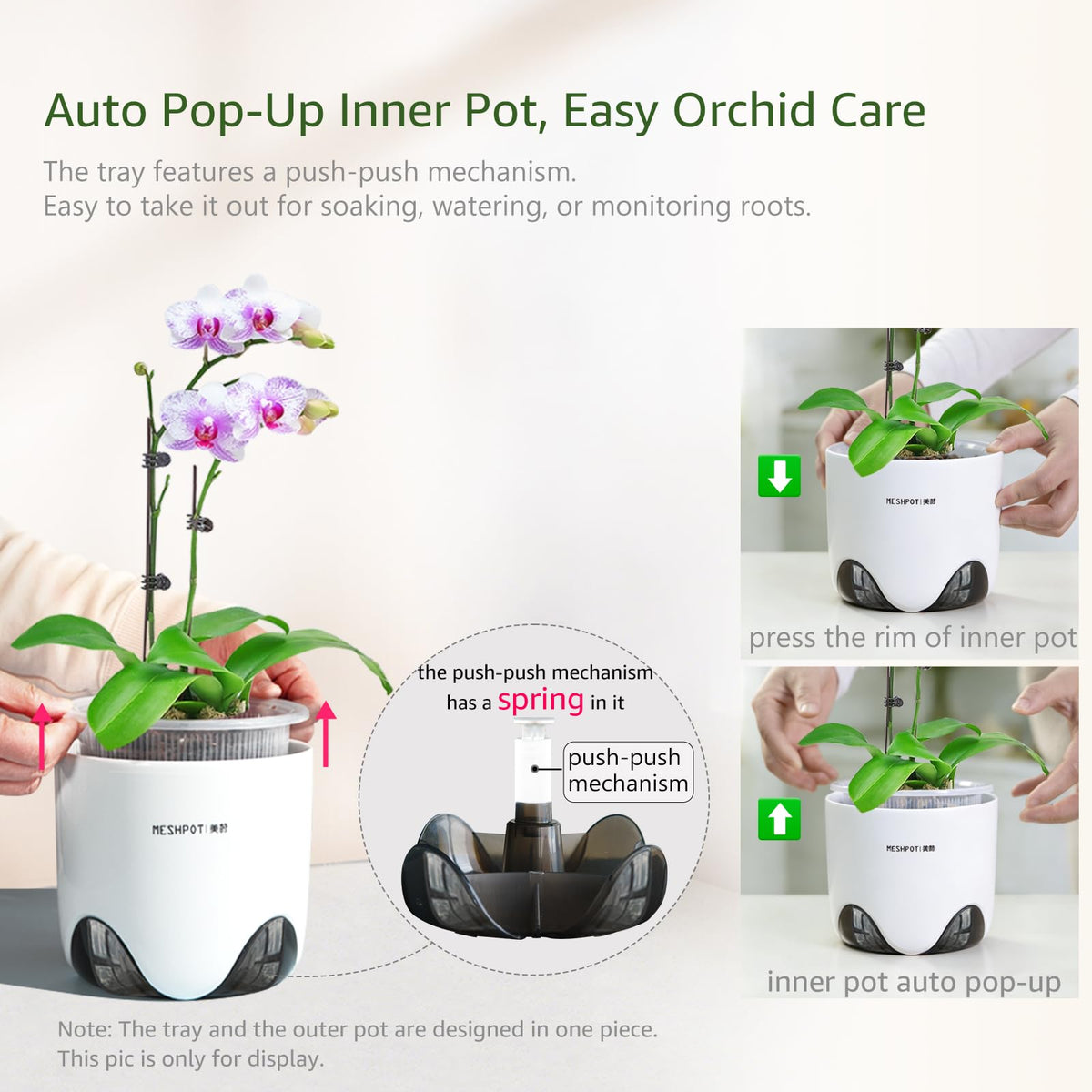 Meshpot double-layer design shows outer ceramic-look pot for stability.
