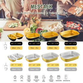 MESTAEK food-grade aluminum pan close-up showing sturdy construction.
