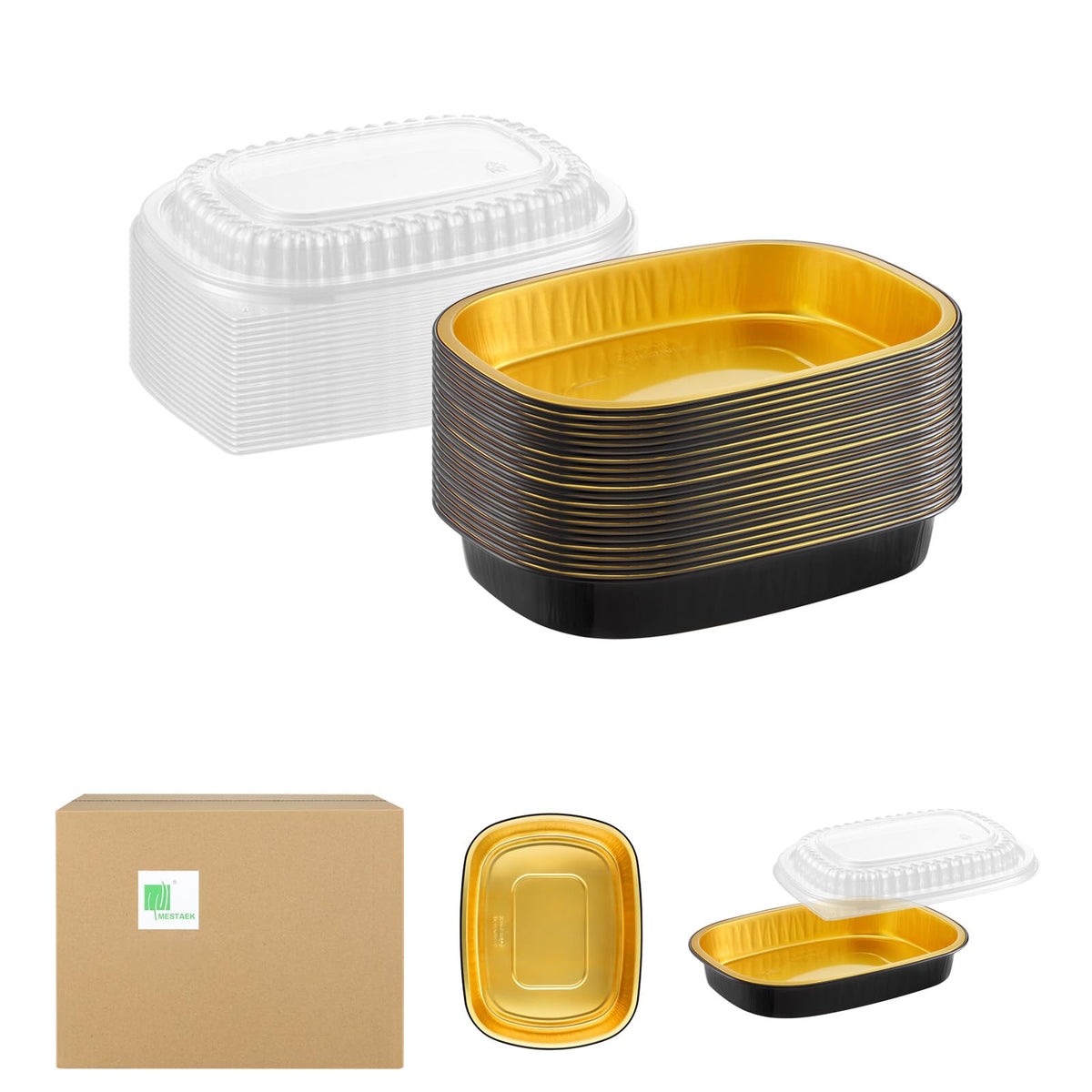 MESTAEK oval pan with snap-on lid for heavy-duty takeout and catering.