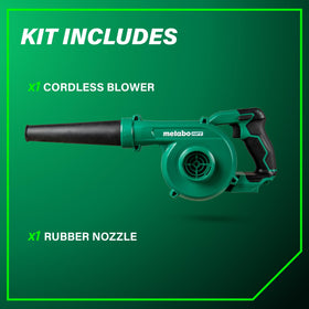 Metabo HPT 18V MultiVolt blower thumb lock-on for fatigue reduction.