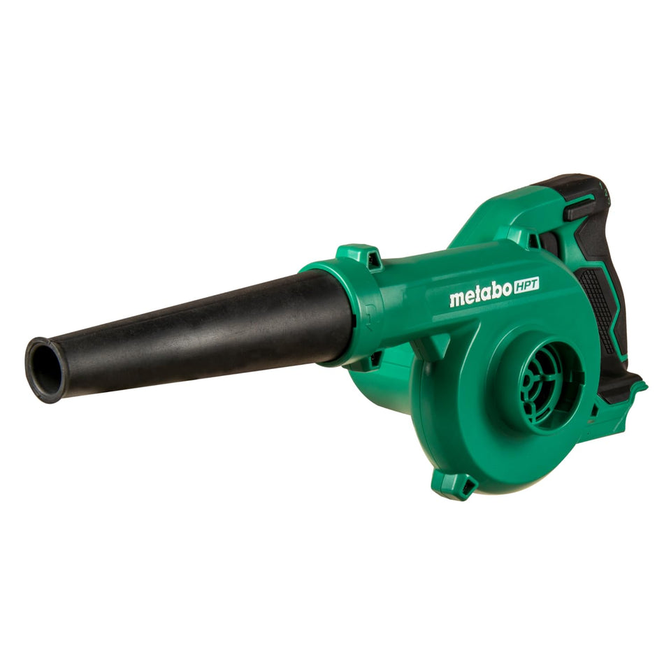 Metabo HPT 18V MultiVolt compact blower clears patio debris with smooth airflow.