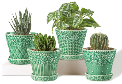 Metahom succulent pot with embossed rim enhances windowsill displays
