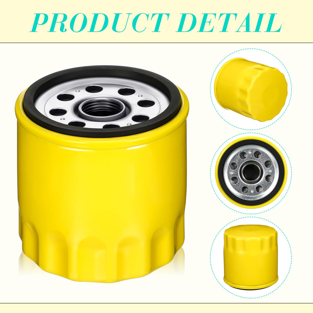 Metal oil filter with strong gasket for leakproof performance.