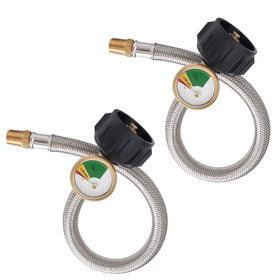 Meter Star RV propane hose with gauge for safe hookups and monitoring