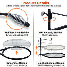 METORICO 360° swivel cooking grate lets you move food away from flames instantly.