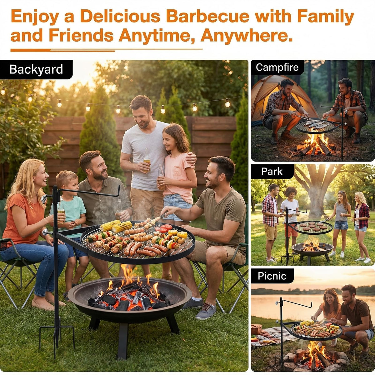 METORICO heavy-duty stand supports robust Dutch ovens for simmering and searing.