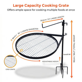 METORICO 304 stainless steel cooking grate delivers durable, rust-resistant performance at campfire heat.