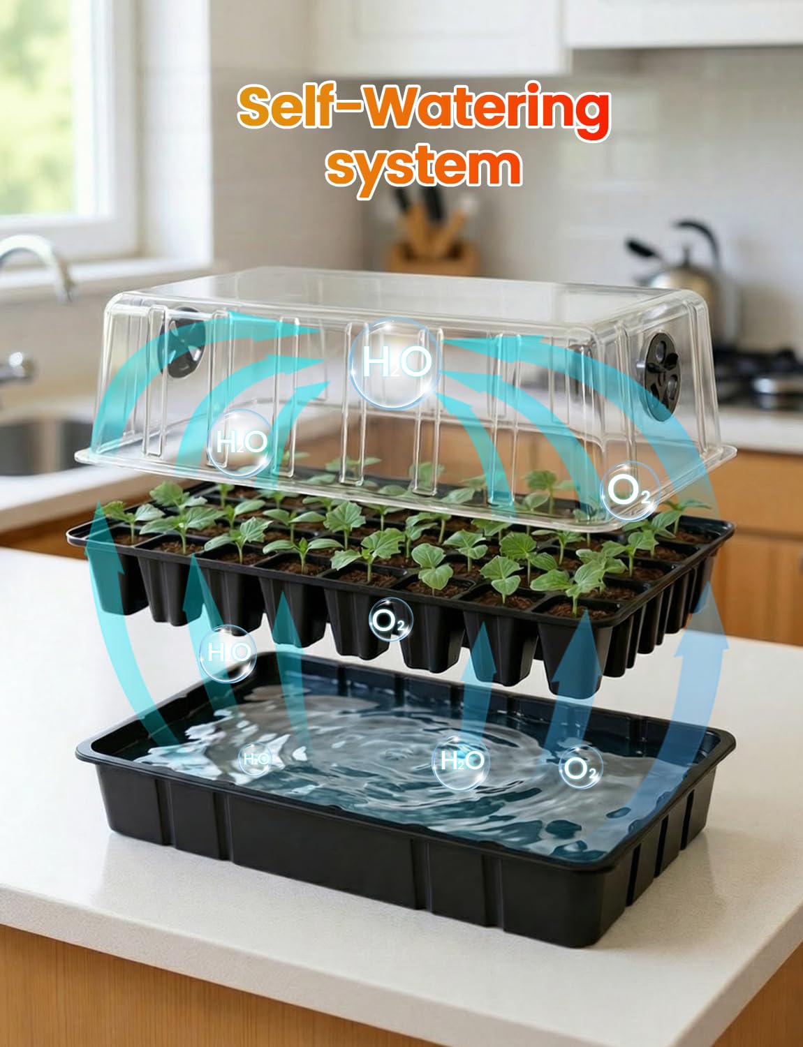 MetryGrow water reservoir base integrates irrigation for easy watering.