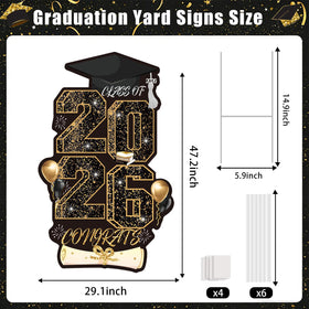 Meuaras graduation yard sign side view showing sturdy weatherproof design