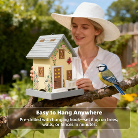 MEWANG wooden bird house close-up shows craftsmanship and warm color