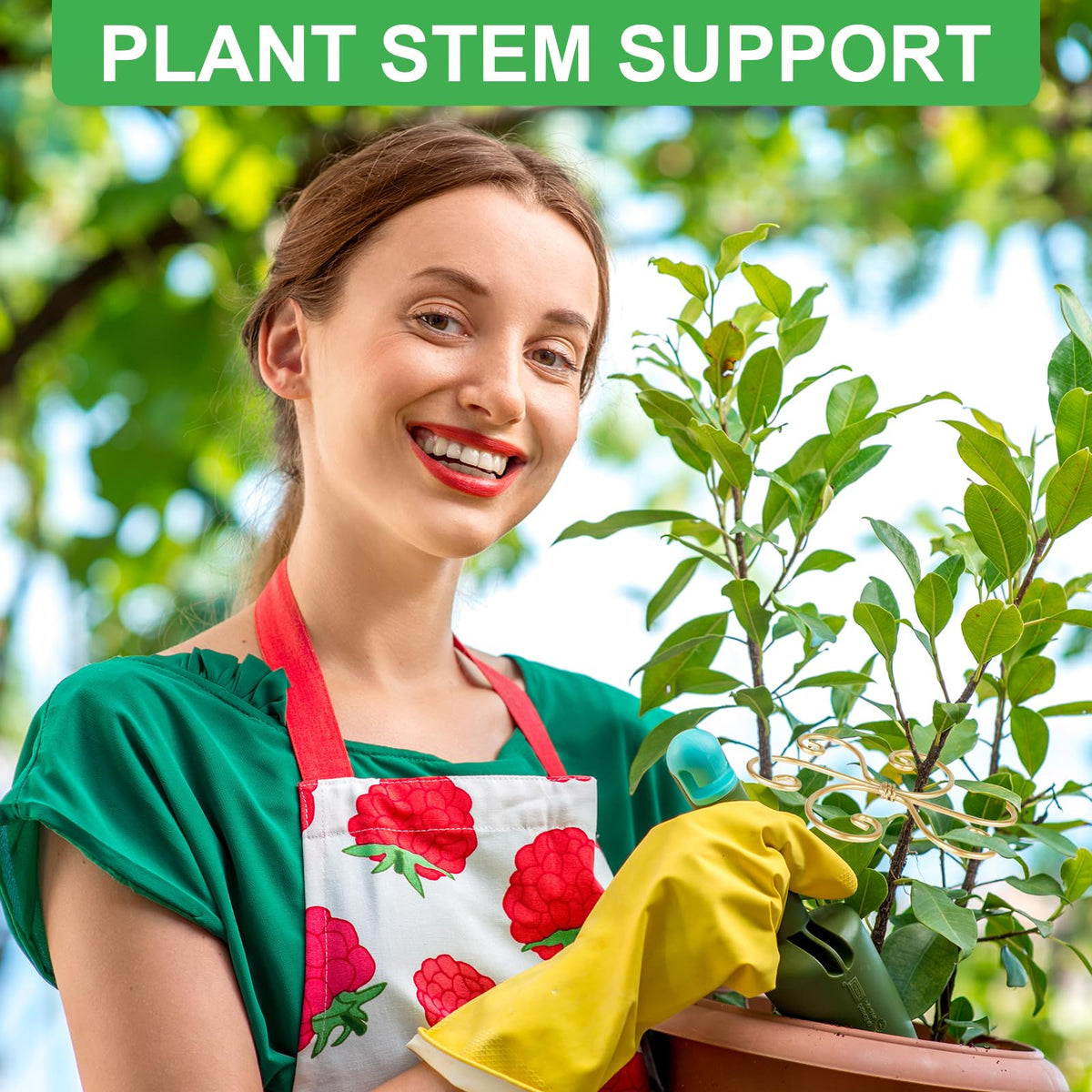 Mewcooss bamboo clamp plant stem holder keeps stems upright with easy installation