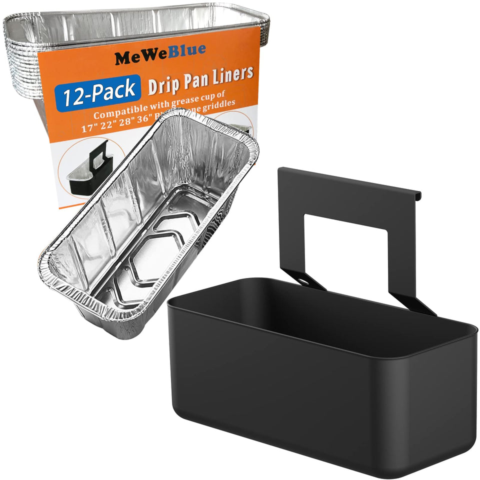 MeWeBlue grease catcher for Blackstone griddle with smooth face for easy cleaning