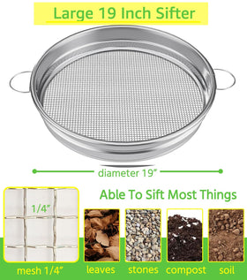 MEWPON soil sifter handle enables easy shaking during dirt screening