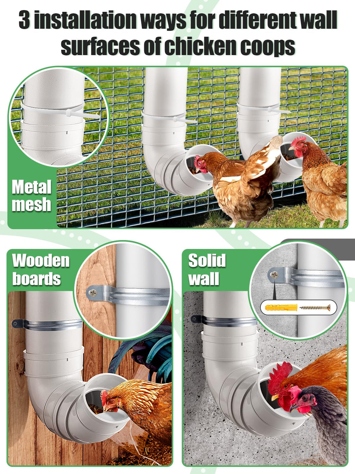 MEWTOGO 13-lb capacity poultry feeder in use by multiple birds