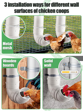 MEWTOGO 13-lb capacity poultry feeder in use by multiple birds