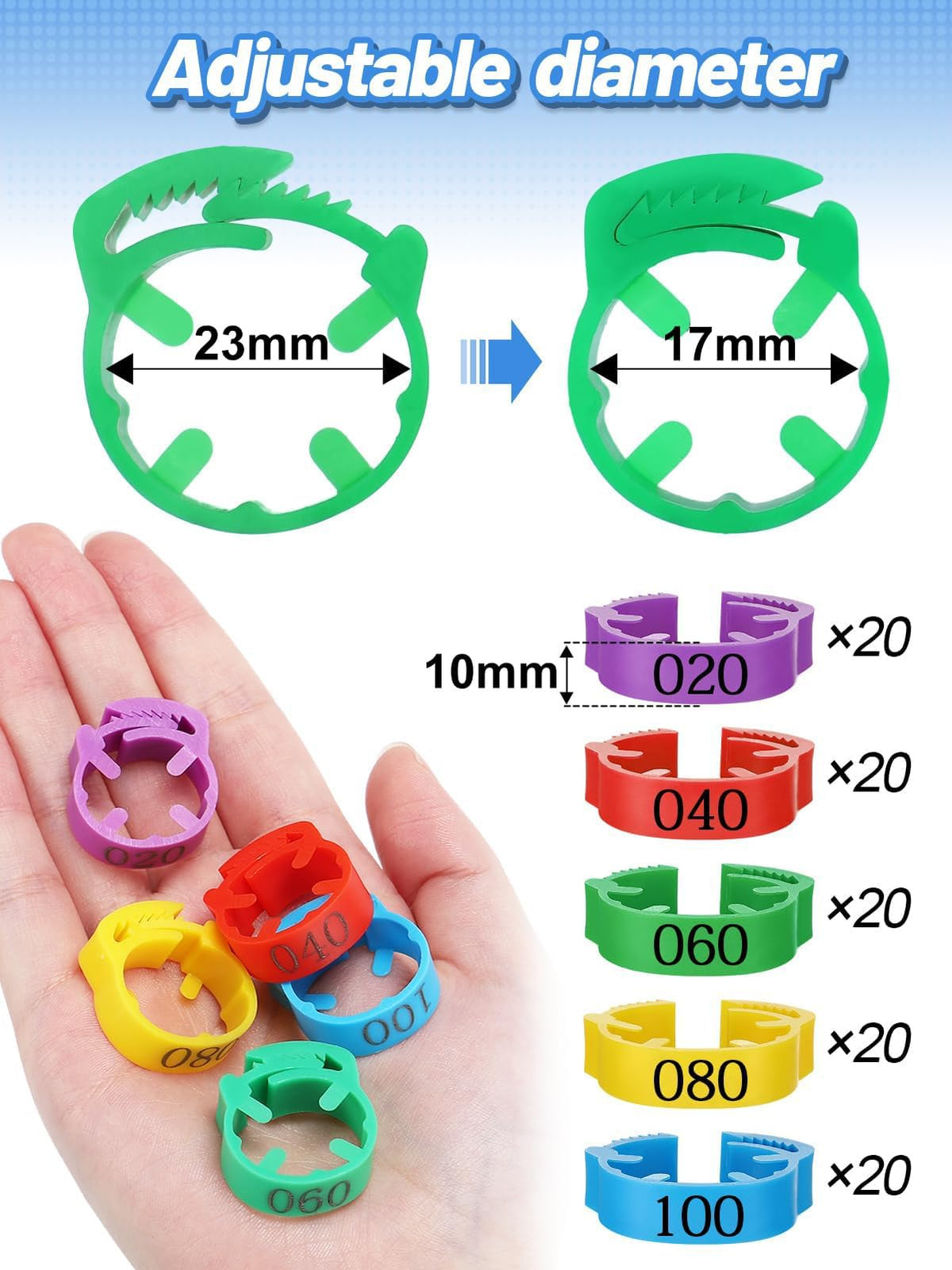 MEWTOGO purple leg bands for quick breed differentiation at a glance